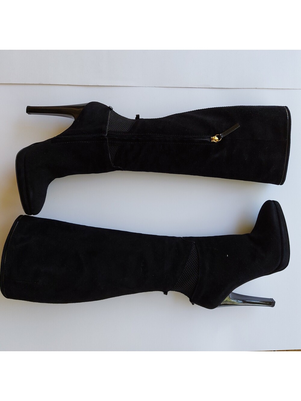Roberto Cavalli women's black suede heeled bootssize size 37 .5  US[ 7 ]